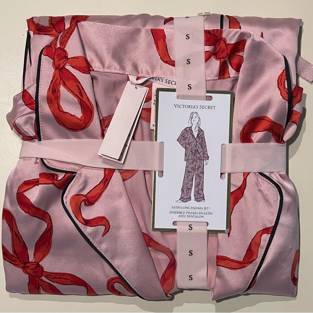 Victoria's Secret Pink and Red Satin Pajama Set - NWT